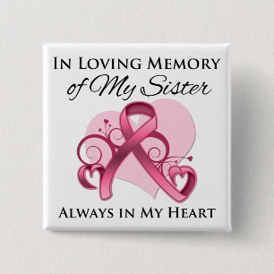 In Memory of My Sister - Breast Cancer 2 Inch Square Button