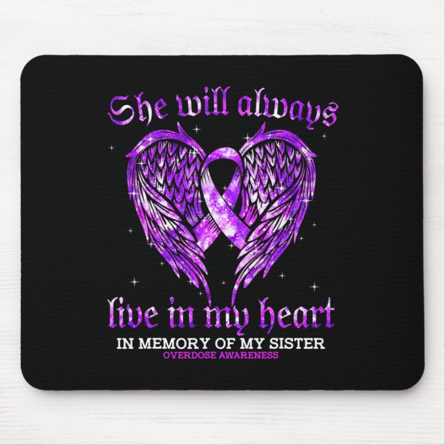 In Memory Of My Sister Overdose Awareness Angel Wi Mouse Pad (Front)