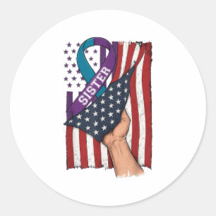 In Memory Of My Sister Suicide Prevention Awarenes Classic Round Sticker