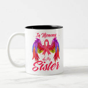 In Memory Of My Sister Wings Breast Cancer Two-Tone Coffee Mug