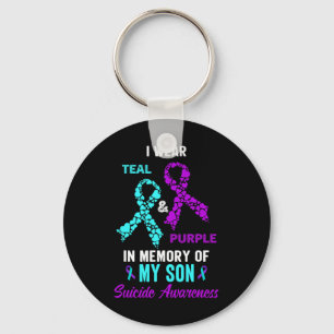 In Memory Of My Son Mom Dad Suicide Prevention Awa Keychain