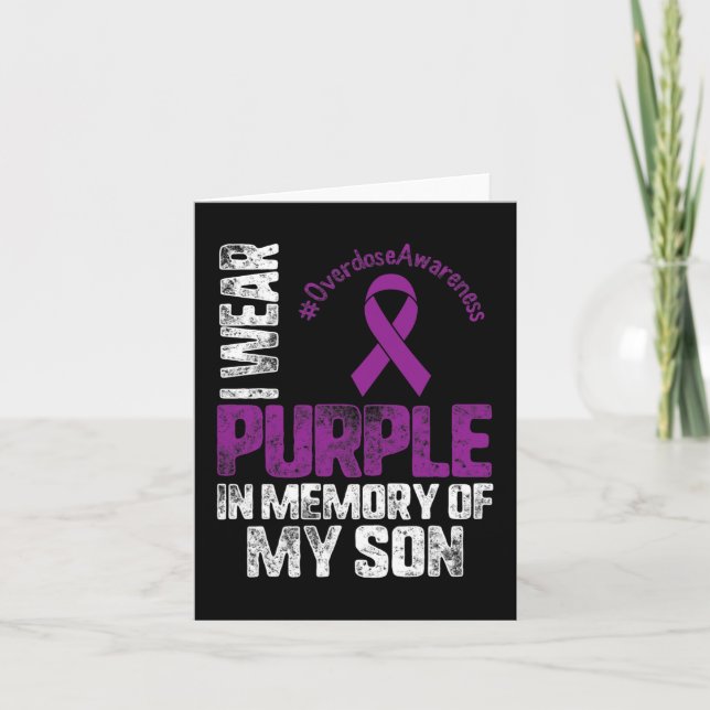 In Memory Of My Son Overdose Awareness Month Ribbo Card (Front)