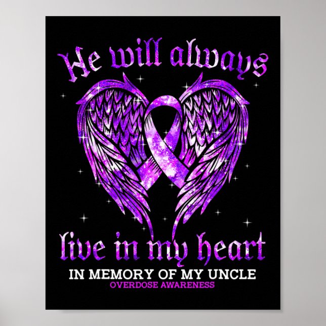 In Memory Of My Uncle Overdose Awareness Angel Win Poster (Front)