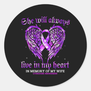 In Memory Of My Wife Overdose Awareness Angel Wing Classic Round Sticker