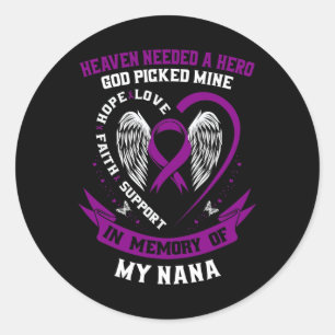 In Memory Of Nana Pancreatic Cancer Awareness Memo Classic Round Sticker
