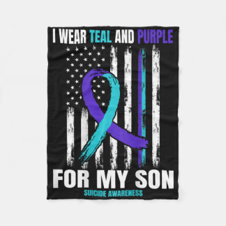 In Memory Of Son Suicide Awareness Flag Back Print Fleece Blanket