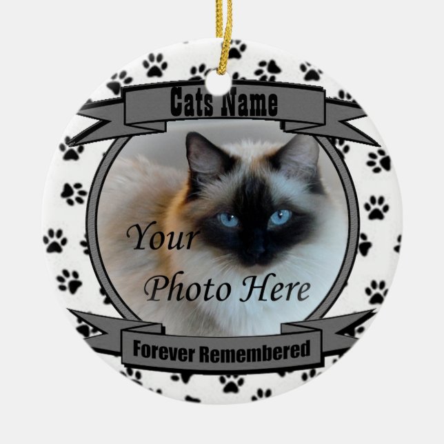 In Memory of Your Cat Forever Remembered - Pet Ceramic Ornament (Front)