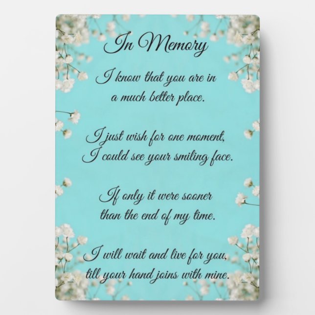 In Memory Plaque with easel (Front)