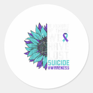 In Memory Suicide Awareness, Prevention Sunflower  Classic Round Sticker