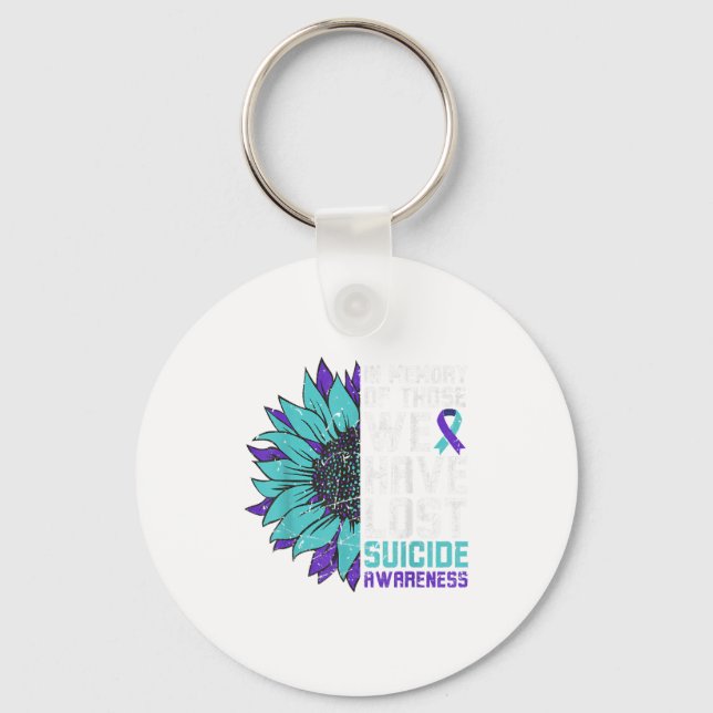 In Memory Suicide Awareness, Prevention Sunflower  Keychain (Front)