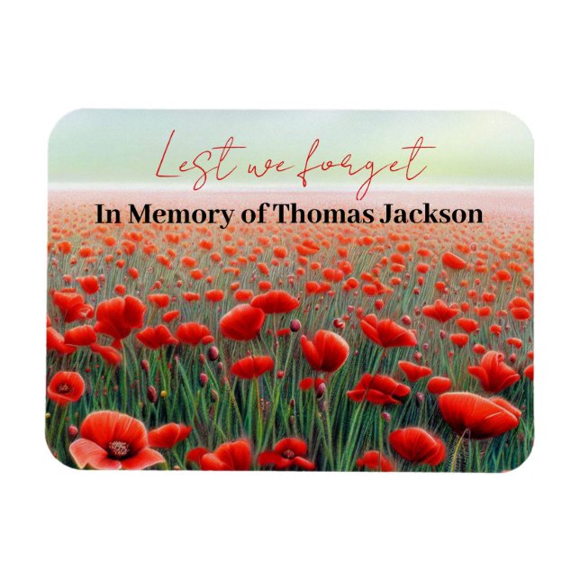 In Memory Veteran's Personalized Poppy Field Magnet (Horizontal)