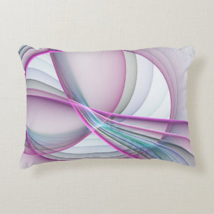 In Motion, Modern Abstract Colourful Fractal Art Accent Pillow