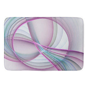 In Motion, Modern Abstract Colourful Fractal Art Bath Mat