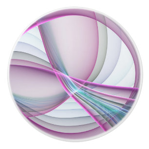 In Motion, Modern Abstract Colourful Fractal Art Ceramic Knob