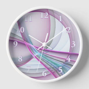In Motion, Modern Abstract Colourful Fractal Art Clock