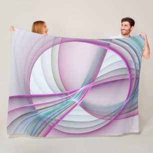 In Motion, Modern Abstract Colourful Fractal Art Fleece Blanket