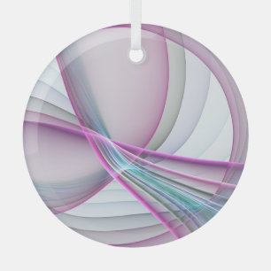 In Motion, Modern Abstract Colourful Fractal Art Glass Ornament