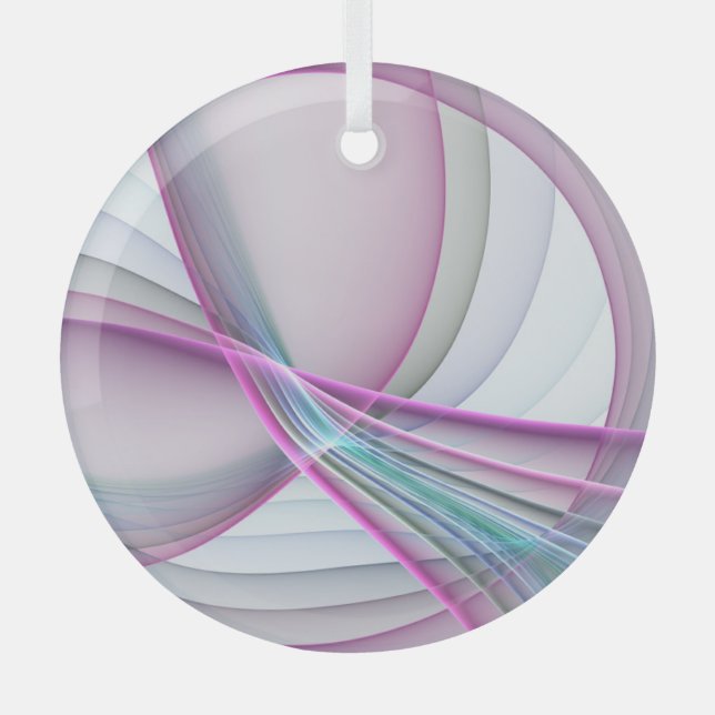 In Motion, Modern Abstract Colourful Fractal Art Glass Ornament (Front)