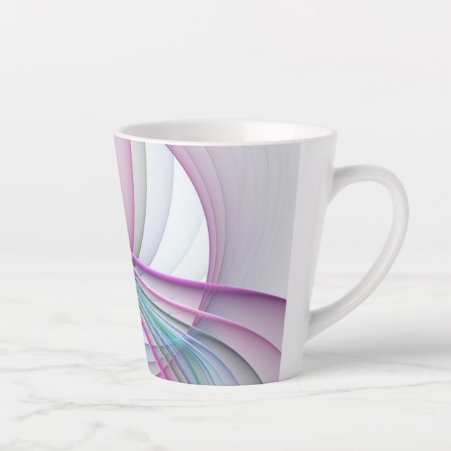 In Motion, Modern Abstract Colourful Fractal Art Latte Mug (Right)