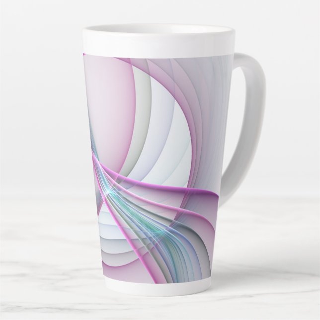 In Motion, Modern Abstract Colourful Fractal Art Latte Mug (Right Angle)