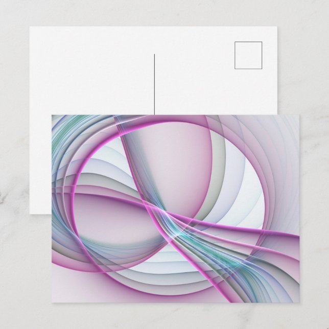 In Motion, Modern Abstract Colourful Fractal Art Postcard (Front/Back)