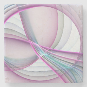 In Motion, Modern Abstract Colourful Fractal Art Stone Coaster