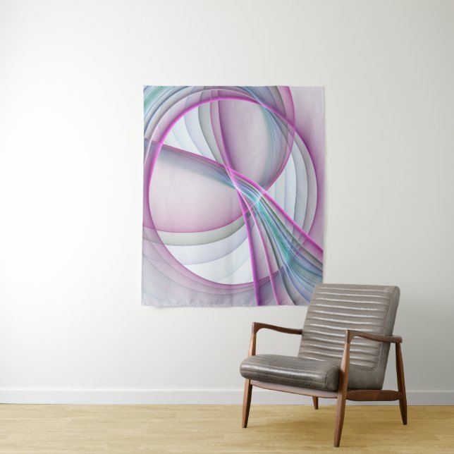 In Motion, Modern Abstract Colourful Fractal Art Tapestry (In Situ)