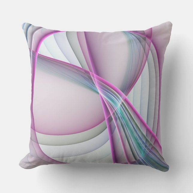 In Motion, Modern Abstract Colourful Fractal Art Throw Pillow (Front)