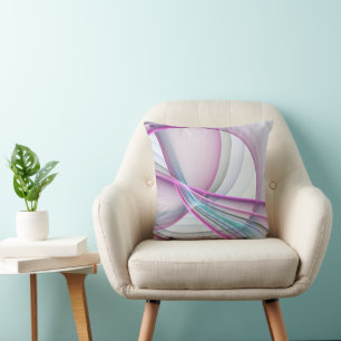 In Motion, Modern Abstract Colourful Fractal Art Throw Pillow
