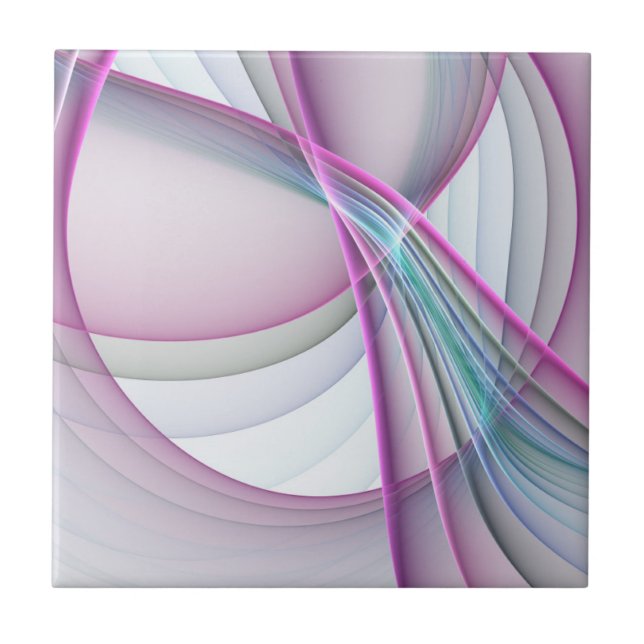 In Motion, Modern Abstract Colourful Fractal Art Tile (Front)