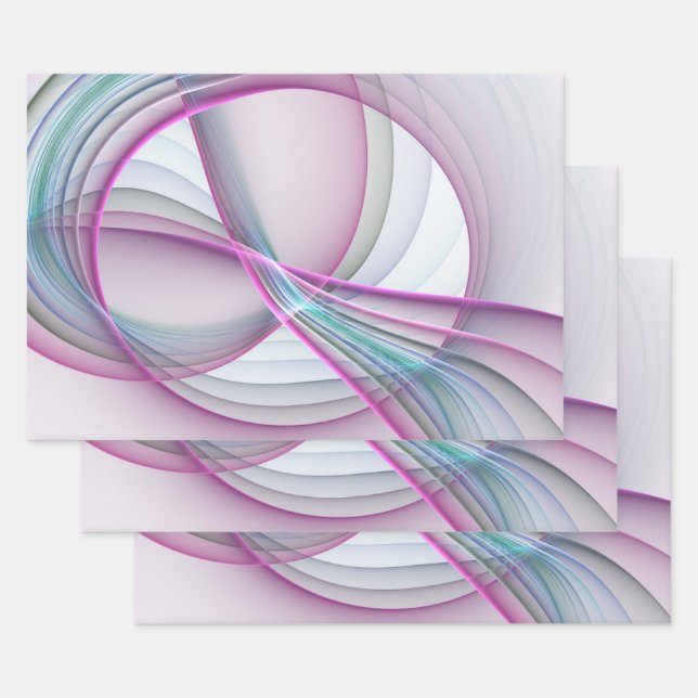 In Motion, Modern Abstract Colourful Fractal Art Wrapping Paper Sheet (Set)