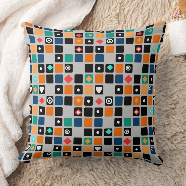 In multi-coloured colours geometric pattern throw pillow (Blanket)