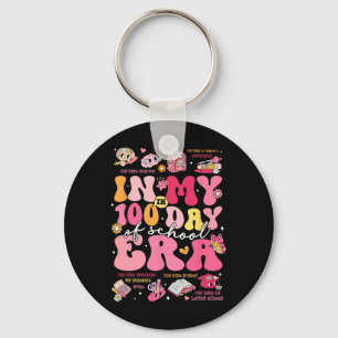 In My 100 Days Of School Era Groovy Retro Student  Keychain