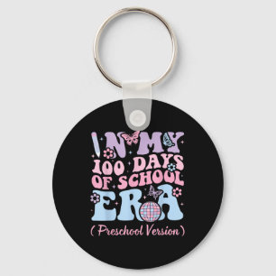 In My 100 Days Of School Era Kids Retro Preschool Keychain