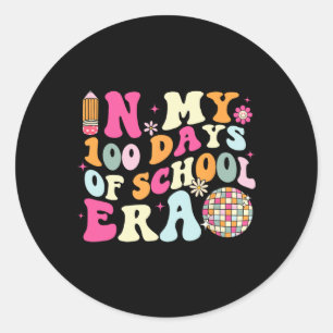 In My 100 Days Of School Era Retro Disco 100th Day Classic Round Sticker