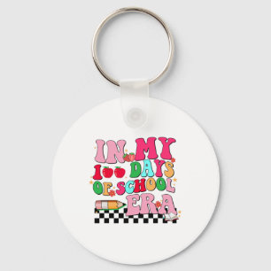 In My 100 Days Of School Era Retro Disco 100th Day Keychain