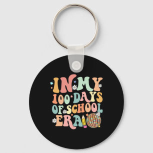 In My 100 Days Of School Era Retro Disco 100th Day Keychain