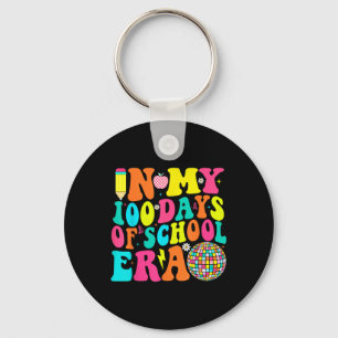 In My 100 Days Of School Era Teacher Kids Retro 10 Keychain