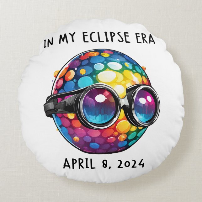 In My 2024 Solar Eclipse Era Round Pillow (Front)