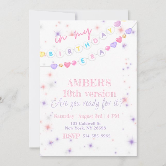 In my birthday Era Girly Pastel Birthday Invitation (Front)