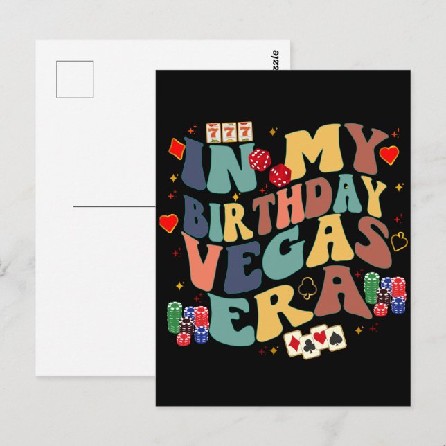 In My Birthday Vegas Era Vacation Party Travel Postcard (Front/Back)