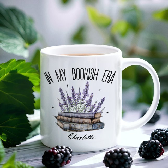 In My Bookish Era Custom Mug for Bookworms Gift (book lover gifts, floral book mug, custom name mug, lavender book mug, student gift mug, mom gift)