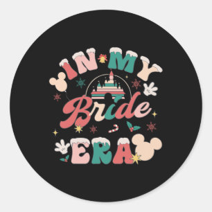 In My Bride Era Vintage Groovy Christmas Women Cos Classic Round Sticker