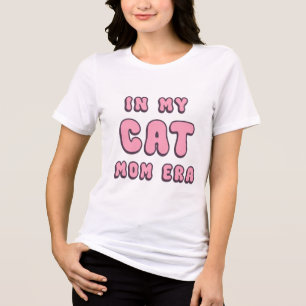 In My Cat Mom Era – Retro Pink Typography Tri-Blend Shirt