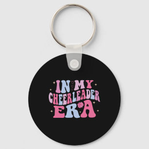 In My Cheer Leader Era Cheerleading Groovy Footbal Keychain