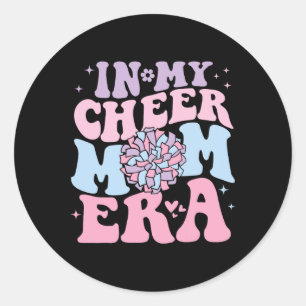 In My Cheer Mom Era Groovy Cheerleading Football M Classic Round Sticker