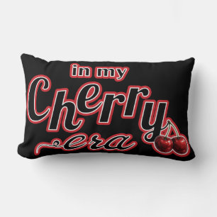 In my Cherry Era Retro Trendy Glossy Red Cherries Lumbar Pillow
