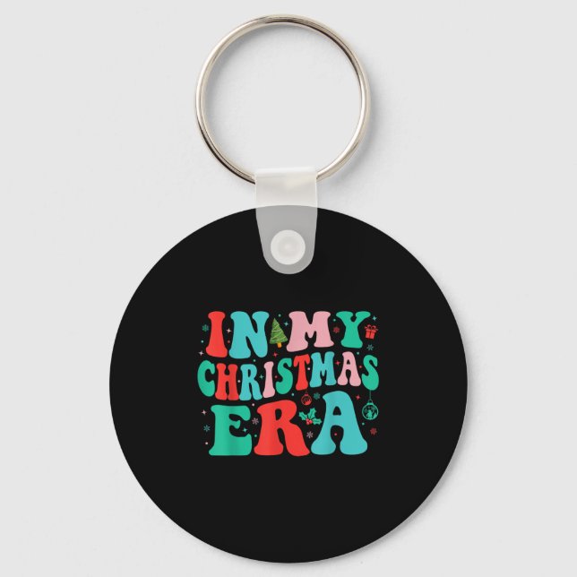 In My Christmas Era Cute Groovy Christmas Holiday  Keychain (Front)