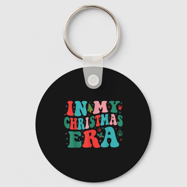 In My Christmas Era Cute Groovy Christmas Holiday  Keychain (Front)