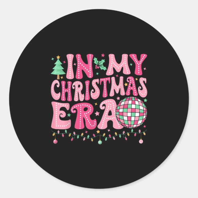 In My Christmas Era Cute Xmas Pyjamas Merry Christ Classic Round Sticker (Front)